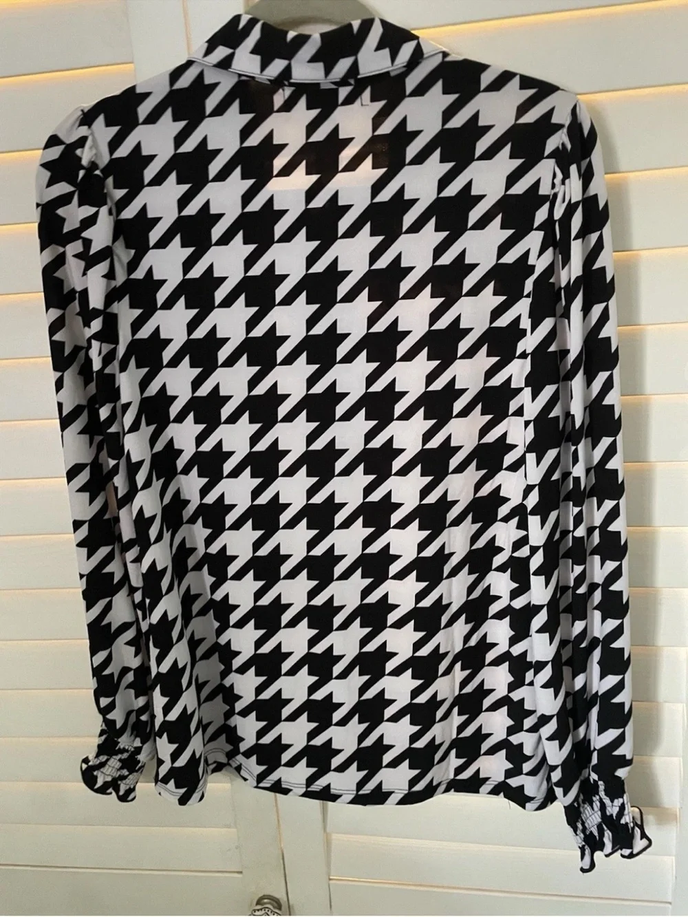 Black & White Houndstooth Embellished Pearl & Rhinestone Button-Down  size L NWT